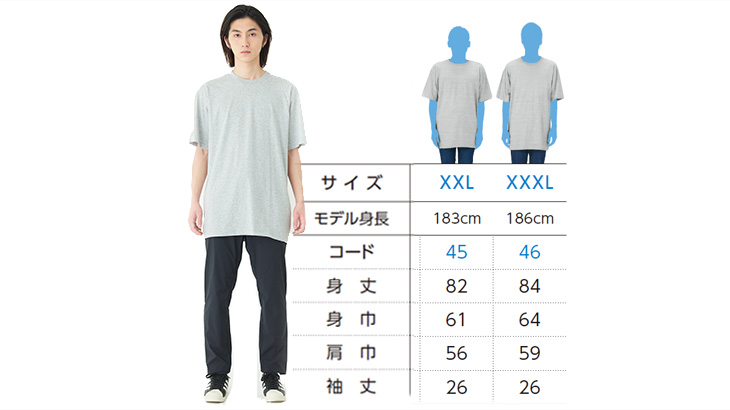 ビッグサイズの着用例と各部位のサイズ