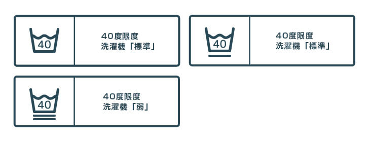 40度限度、洗濯機標準・洗濯機弱の洗濯表示